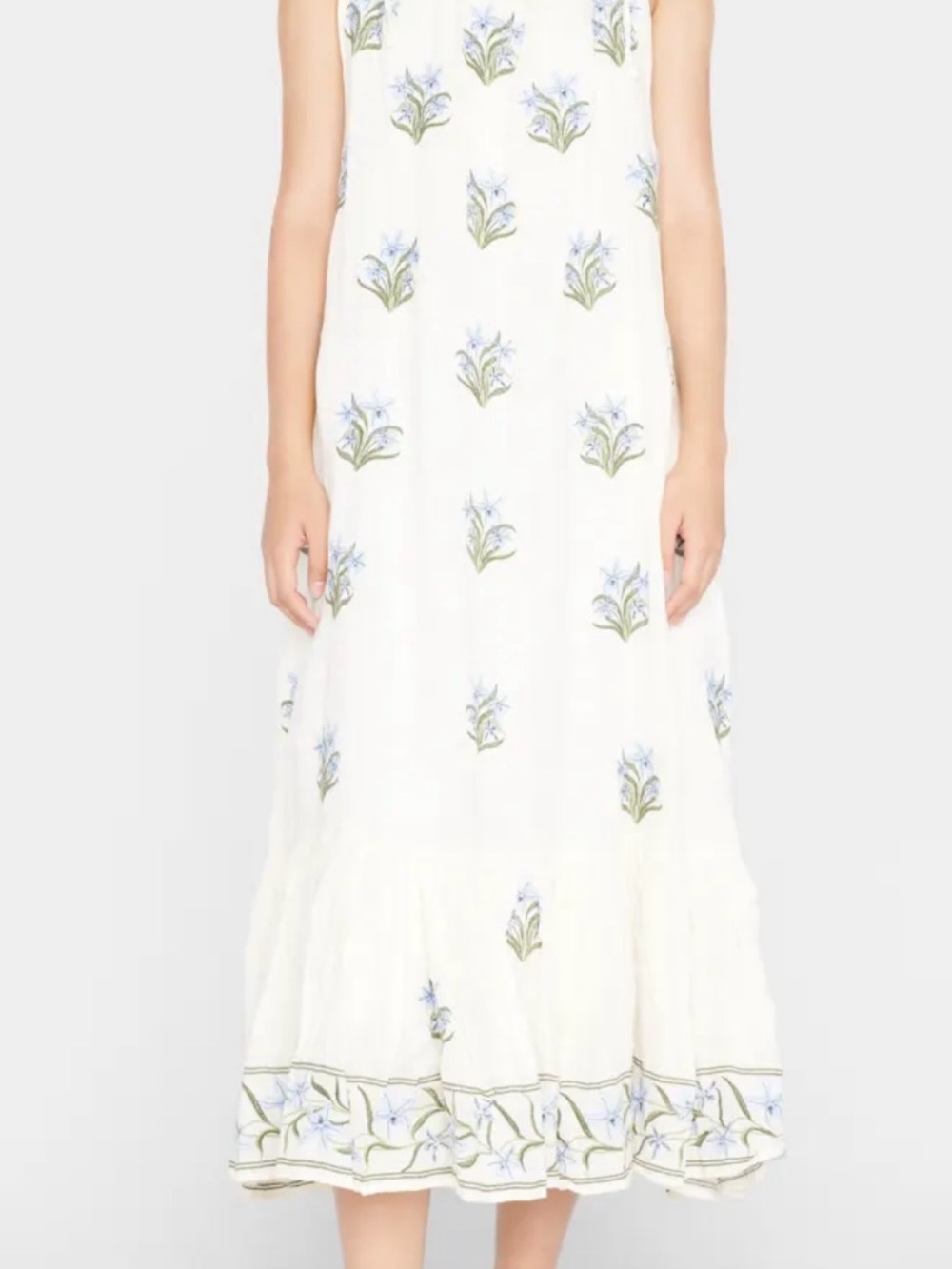 Agua by Agua Bendita Bossa Neck Maxi Dress Blue Floral Embroidery $1300 - Picture 3 of 13